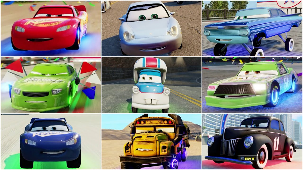 Cars 3 - All Characters Compilation - Stunt Races (2024)