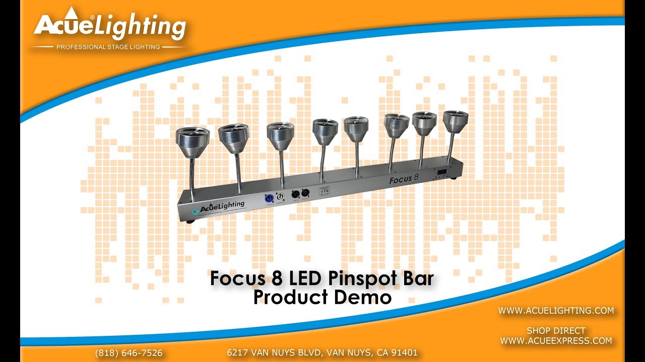 Focus 8 LED Pin Spot Pixel Control + Zoom  Product Video Demo By Acue Lighting