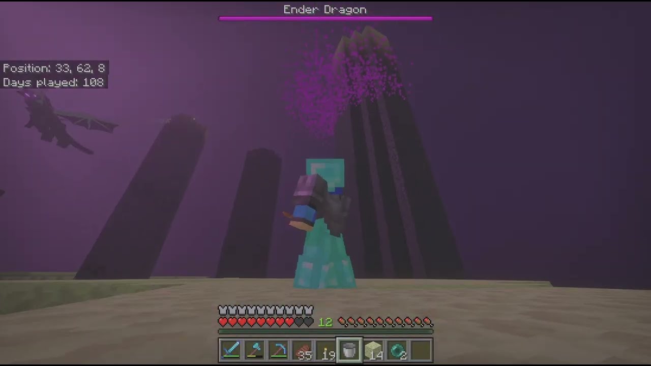 Minecraft 2 Idiots are trying to kill ender dragon