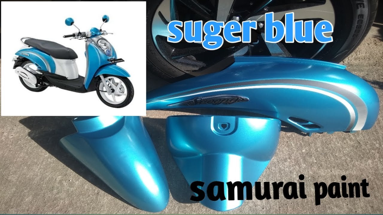 Cara dan tutorial mengecat warna blue lagoon samurai paint honda scopy blue suger