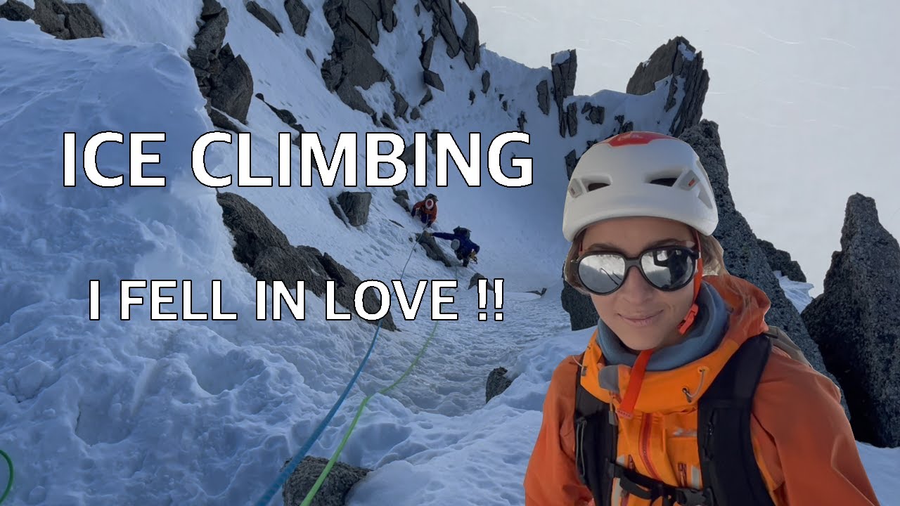 Une bloqueuse à la montagne (Première goulotte de glace - M6 Solar)