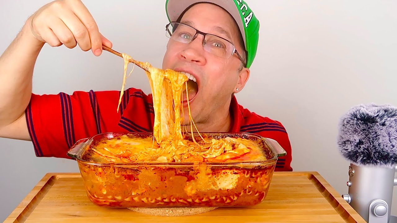 ASMR • Homemade • Creamy • Butter • Chicken • Lasagna • Feast • Mukbang 먹방|Eating Show |Extra cheese