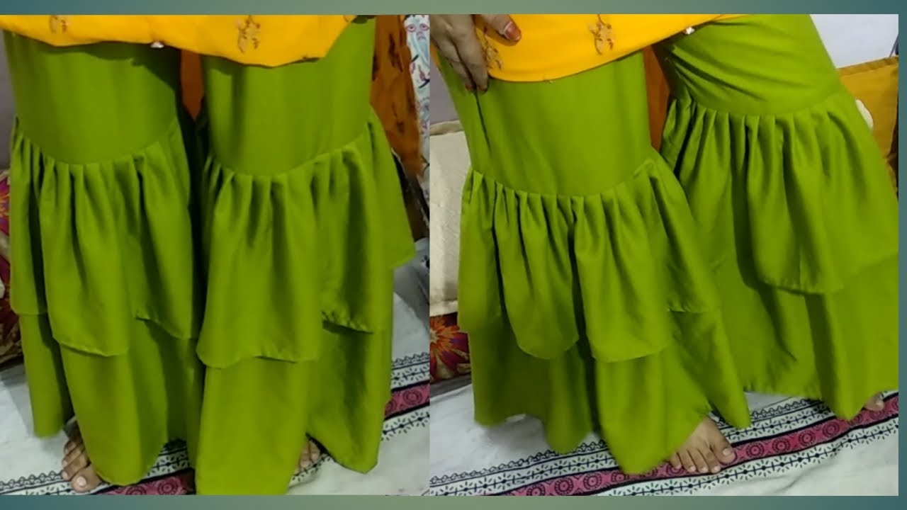 Double layered Palazzo / sharara cutting and stitching #plazzodesign #barkatbutiqe   frill Palazzo