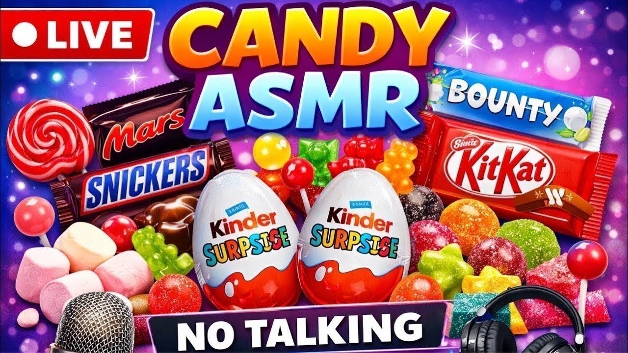 LIVE Candy ASMR 🍫 Opening Mars, Snickers, Kinder Eggs, Gummies & Lollipops (No Talking) 🍫🍬