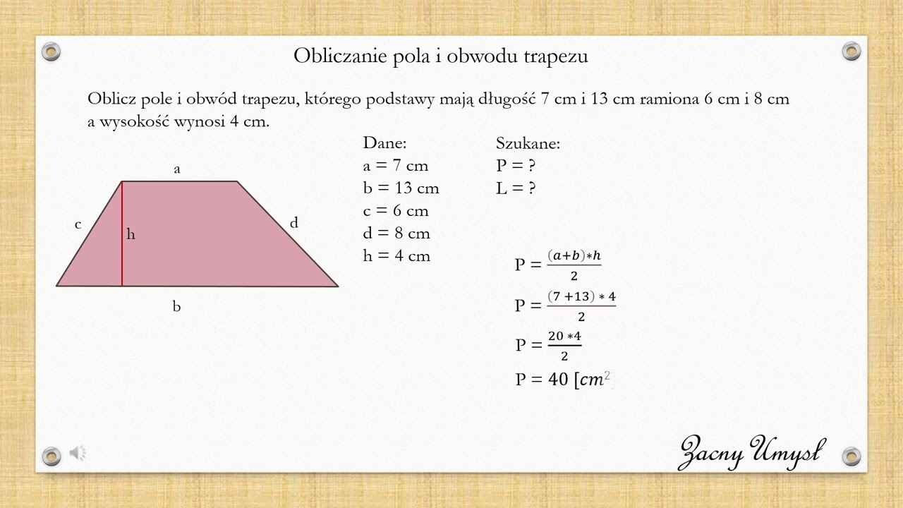 Obliczanie pola i obwodu trapezu