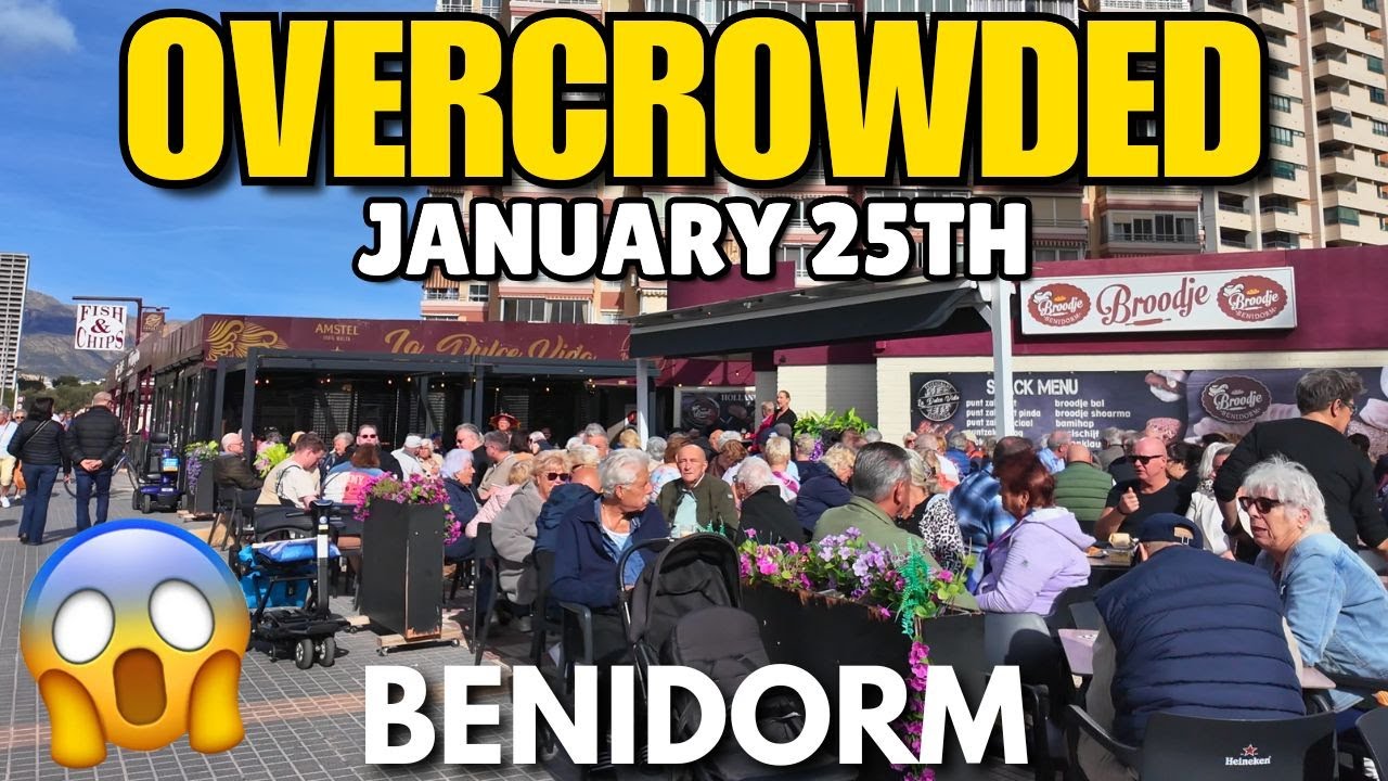 Benidorm - CROWDED Sunday Market & Nearby Bars! 😲🍻 HOT January Weather!