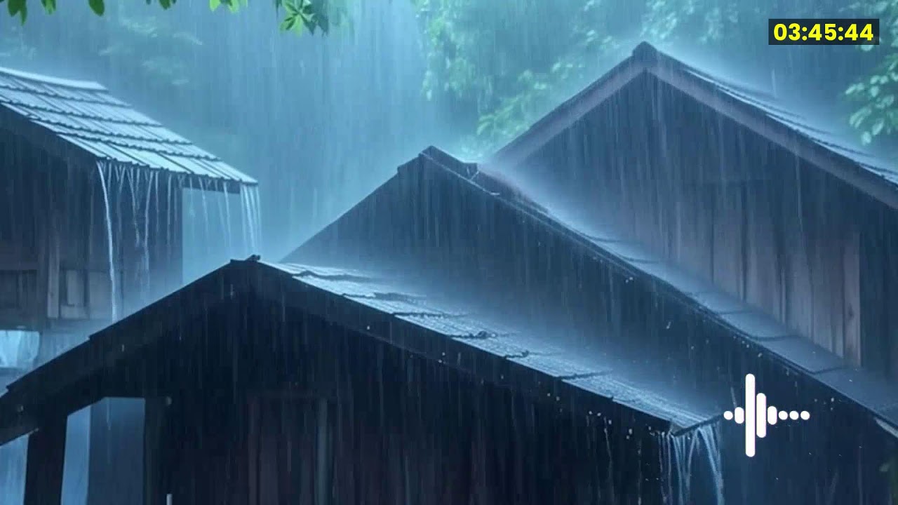 Heavy Rainstorm and Torrential Thunder on the Roof in Forest at Night | Relaxing Sounds for Sleeping