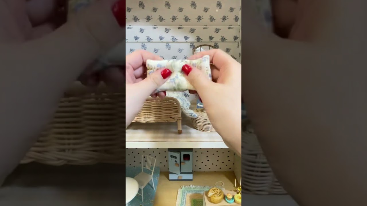 Spring Miniature Rattan Bed for Dollhouses | Handmade & Cozy