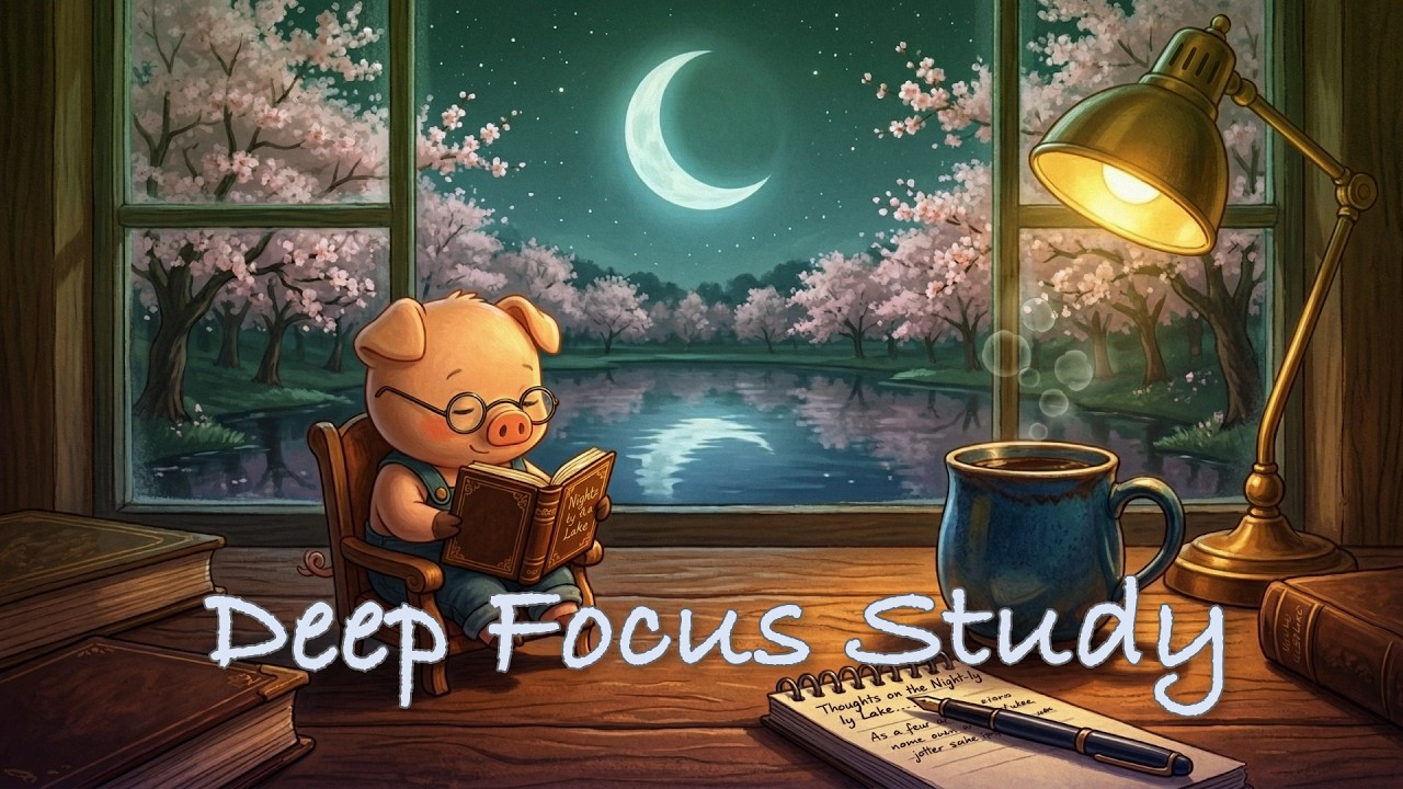 The moonlight guides your focus. 🌸 Deep Focus Night Study & Warm Ambient with Pippin