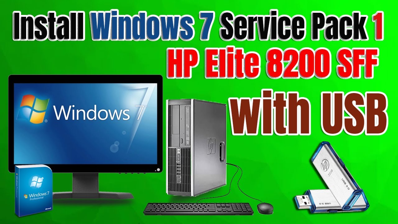 How To Install Windows 7 Service Pack 1 from USB | Hp Compaq 8200 Elite Sff Mini Desktop PC|2022