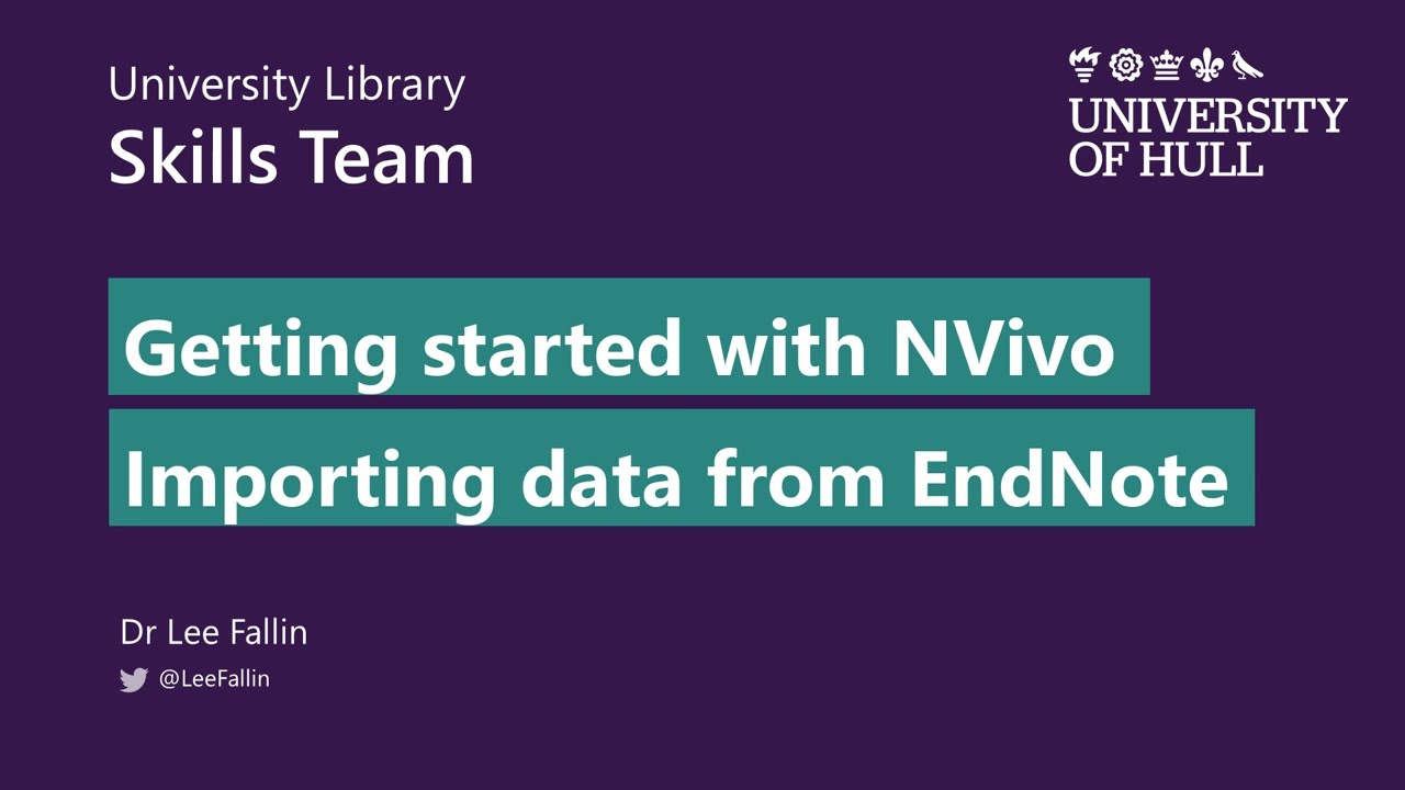 31 Importing from EndNote [NVivo Release 1 & EndNote 20]