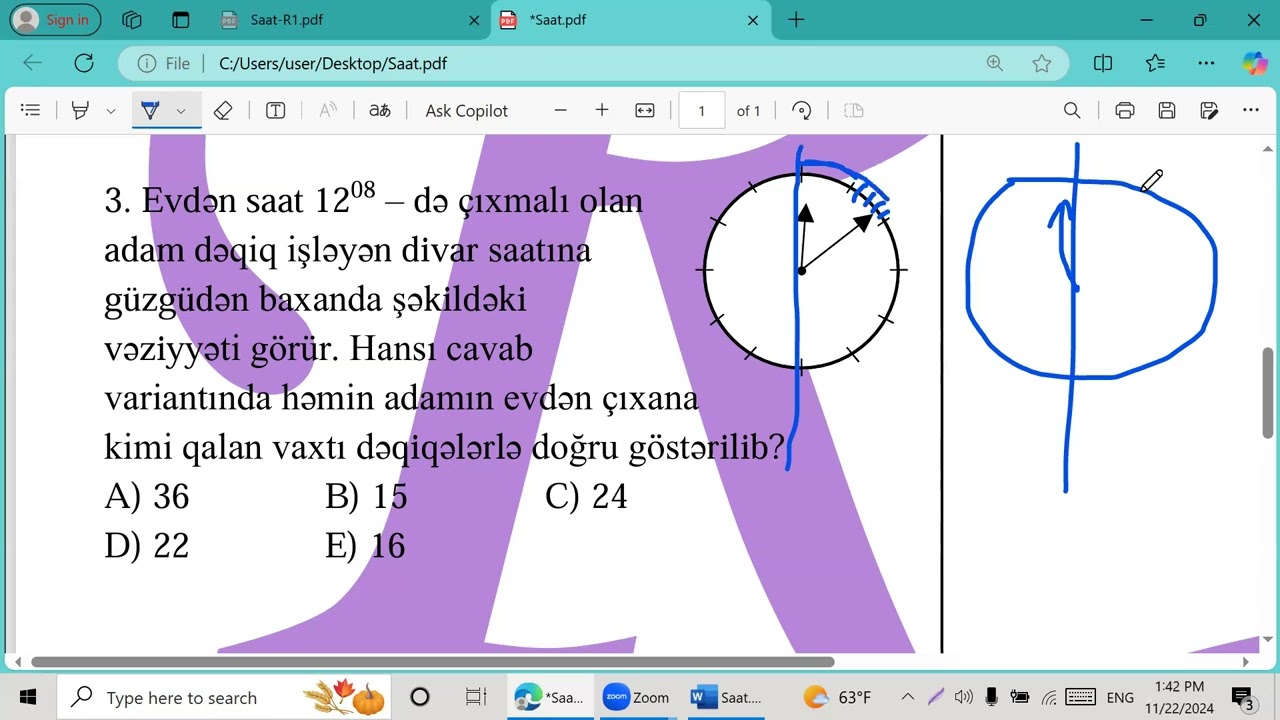 Yeni stil saat sualı - AB, AC, BB və BA qəbul sualı! #d&ouml;vlətqulluğu #iq #dq #vergi #g&ouml;mr&uuml;k