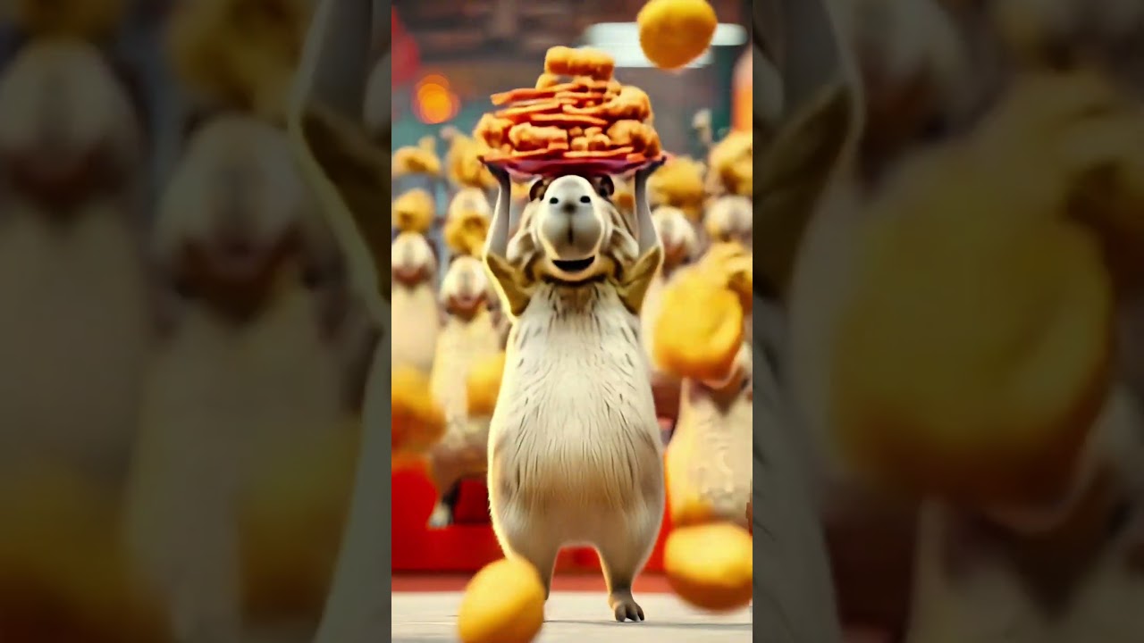 Chicken Wing Dance&hellip; Capybara Style! 🐔🦴🕺　#chickenwings