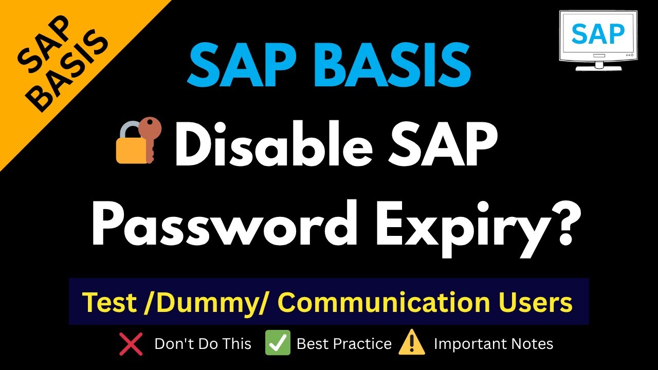 How to Disable SAP Password Expiration for Test Users | Deactivate SAP user Password for Admins