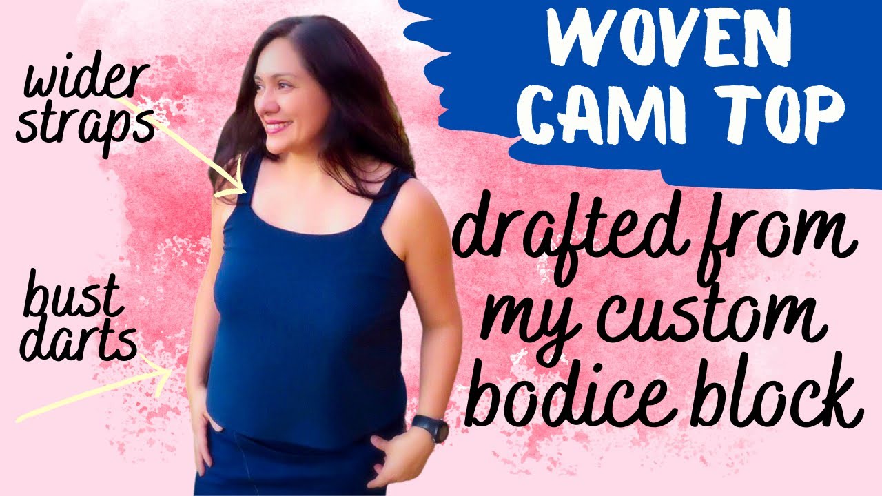 Drafting a Cami pattern from my bodice block.  Wider straps, higher neckline, side bust darts....