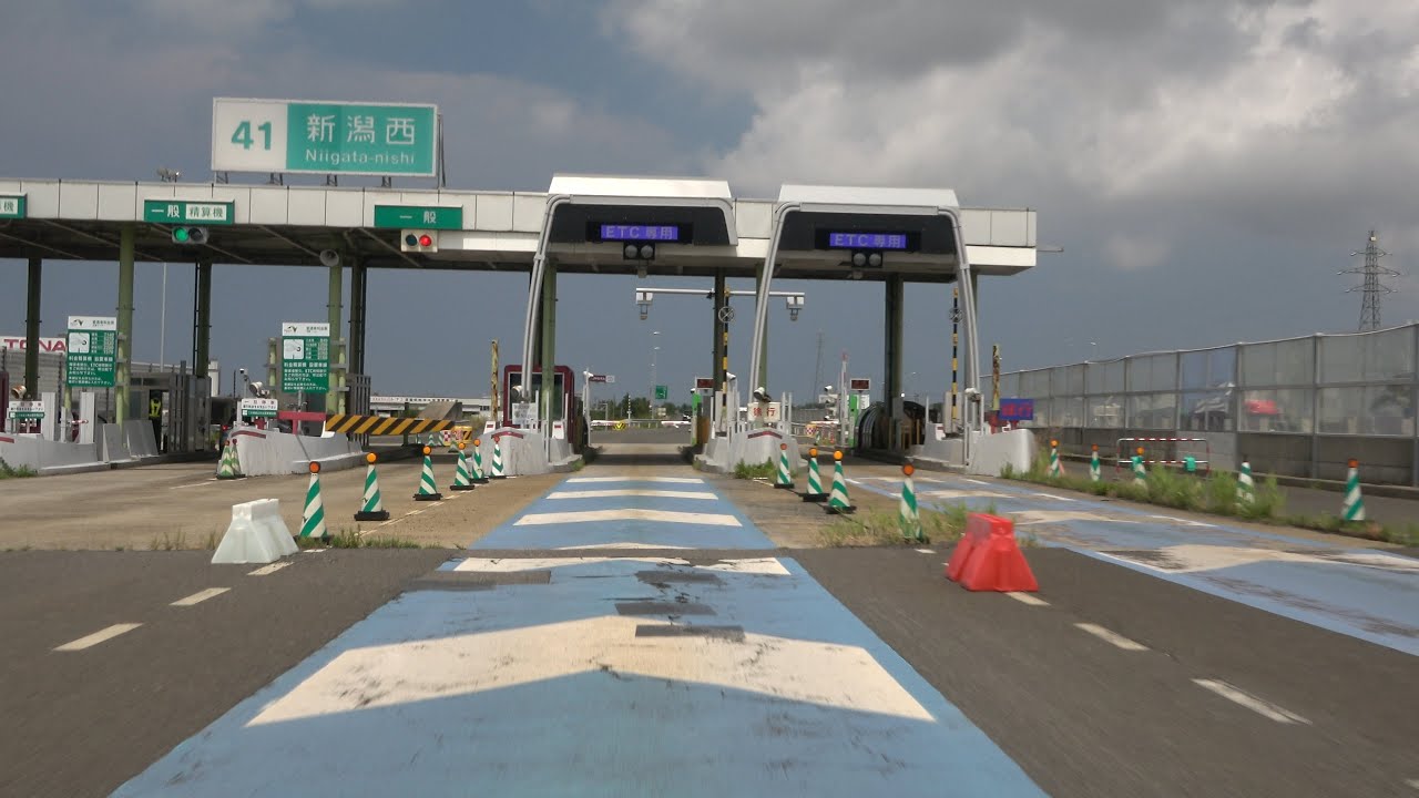 4K 北陸自動車道 下り 巻潟東 Ｉ．Ｃ ⇒ 新潟西 Ｉ．Ｃ ⇒ 新潟西バイパス 黒埼 Ｉ．Ｃ 2019-08-21