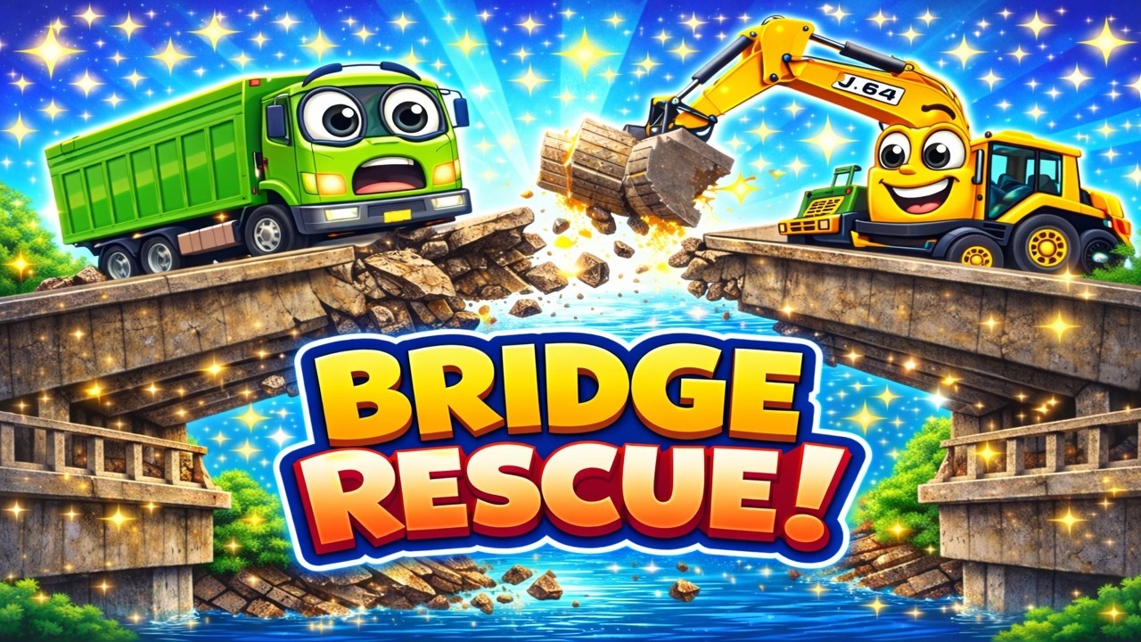 Truck Stops on Broken Bridge | JCB Emergency Repair Action | Broken Bridge Rescue