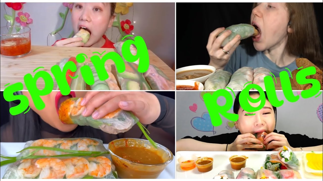 Mukbangers Eating Spring Rolls 🥬🥢 ASMR Compilation🤤🍤🥬