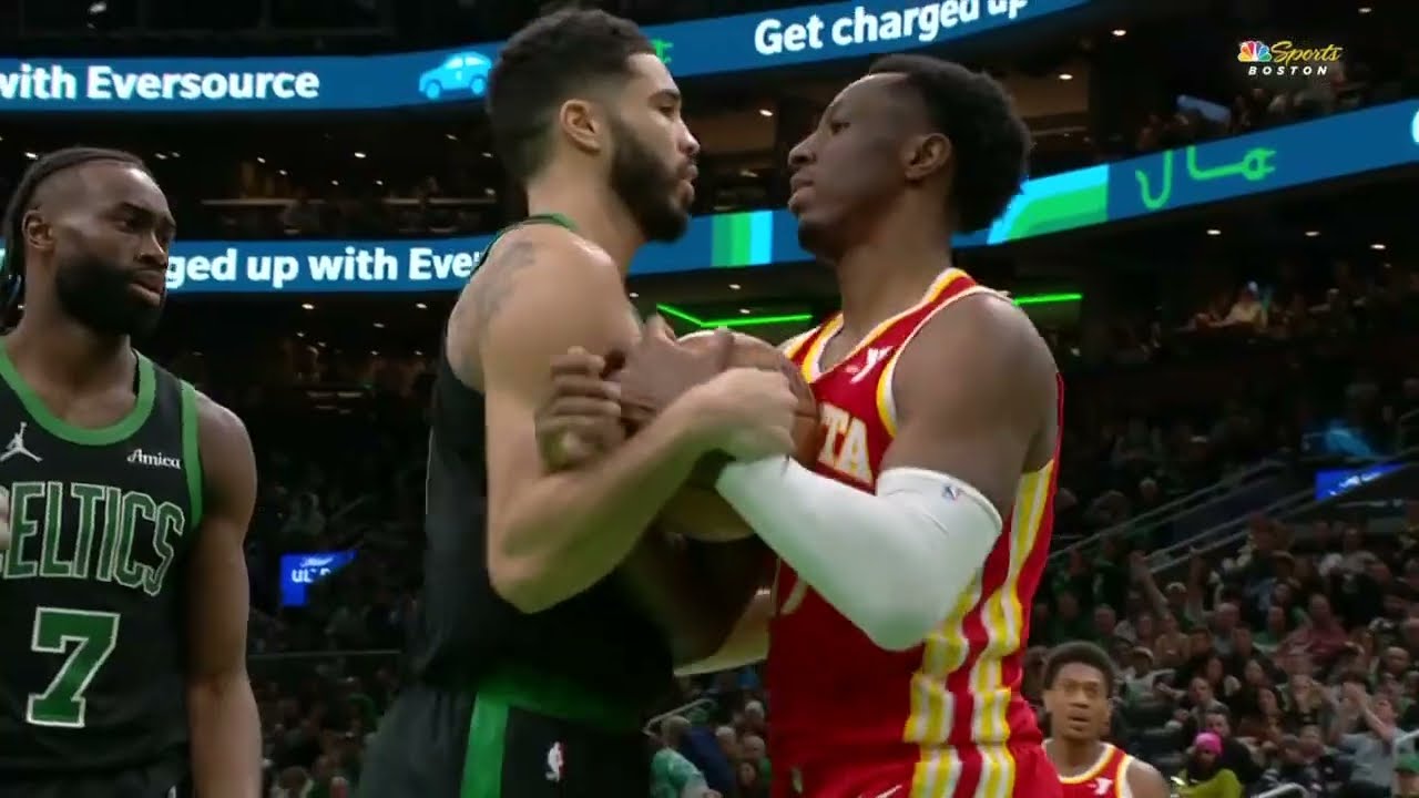 Jayson Tatum and Onyeka Okongwu SEPARATED after a heated ball possession battle | NBA on ESPN