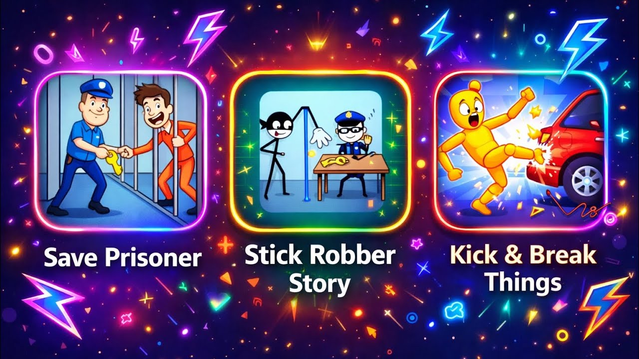 Save Prisoner, Stick Robber Story & Kick & Break Things 😱 | Funny Tricky Puzzle Games Gameplay