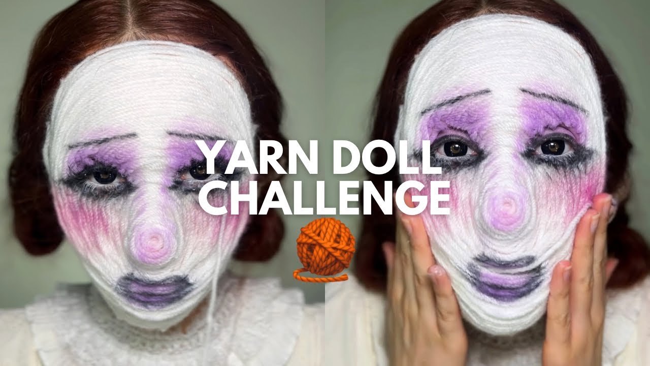 YARN DOLL CHALLENGE - creating makeup with yarn! 🧶