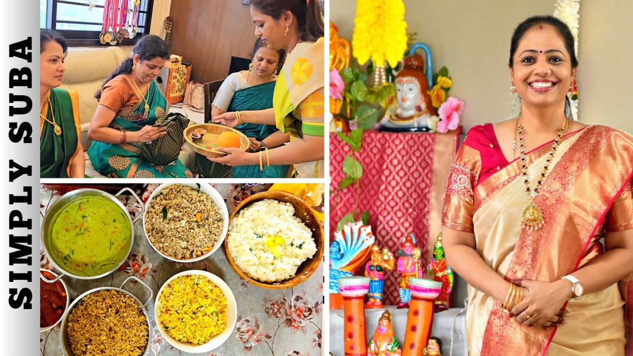 எங்க வீட்டு கொலு | NAVARATHRI GIFTS I BOUGHT | Easy guest menu in 60mins | Invited Friends for lunch