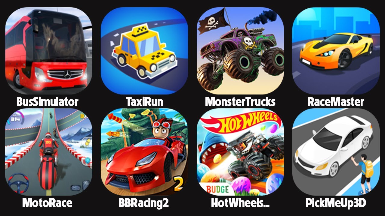 Race Master 3D,Bus Simulator Ultimate,Taxi Run,Monster Truck,Beach Buggy Racing2,Hot Wheels Race Off