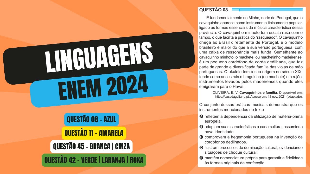 Resolução questão 08 (PROVA AZUL) | Linguagens ENEM 2024