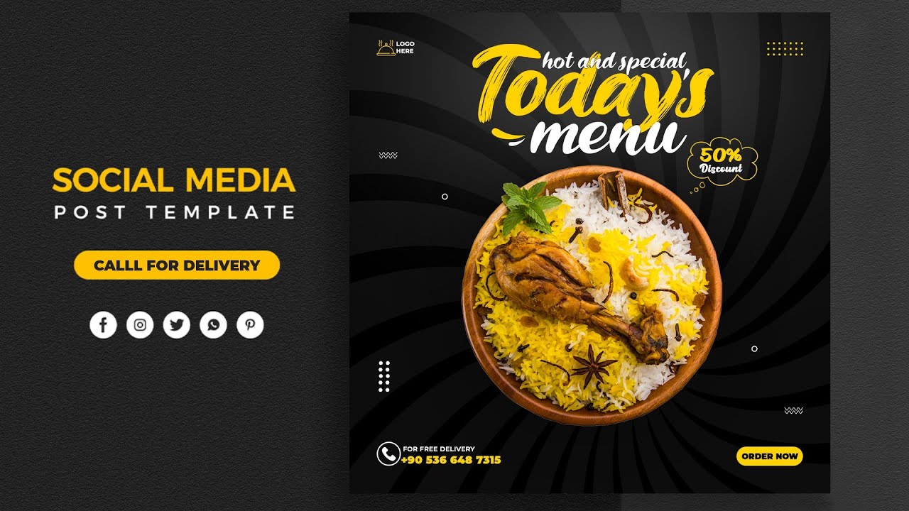 Food social media banner design for Freepik I Photoshop Tutorial