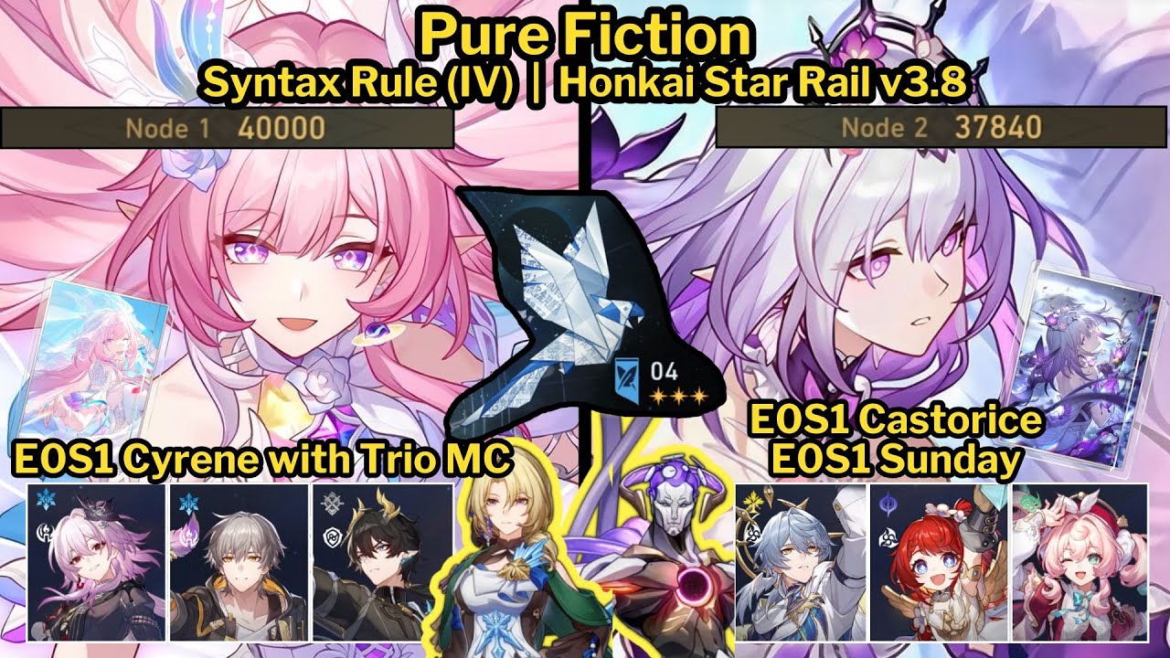 Pure Fiction E0S1 Cyrene DPS and E0S1 Castorice with Sunday Full Stars | Honkai Star Rail v3.8