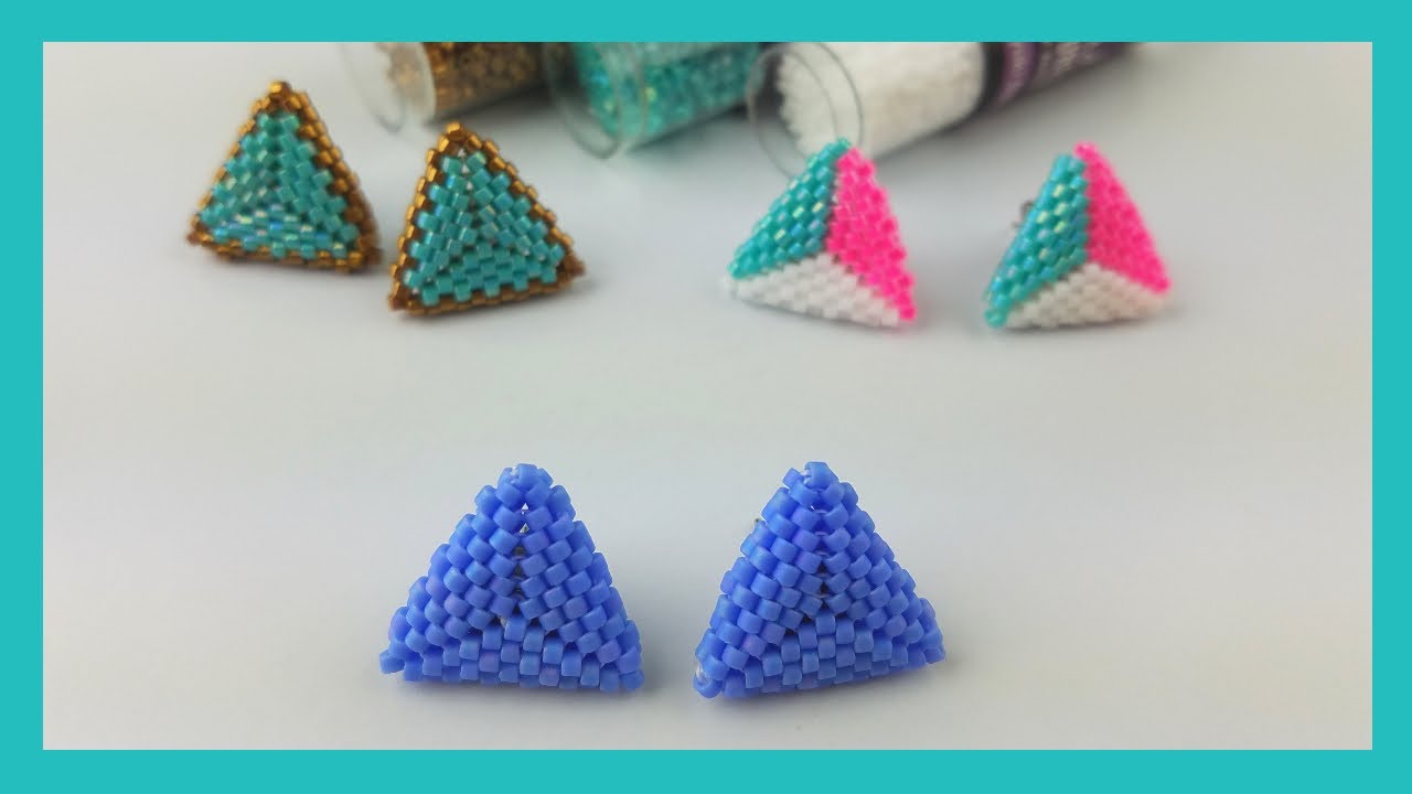 ARETES TRIANGULO EN 3D/ PEYOTE TRIANGULAR/ARETES DE MIYUKI