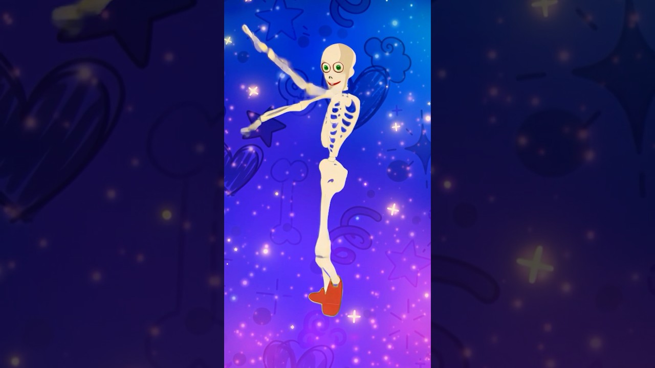 💀✨ Skeleton's Dance In Glittery Stars 💀✨ #shorts #kids #teeheetown