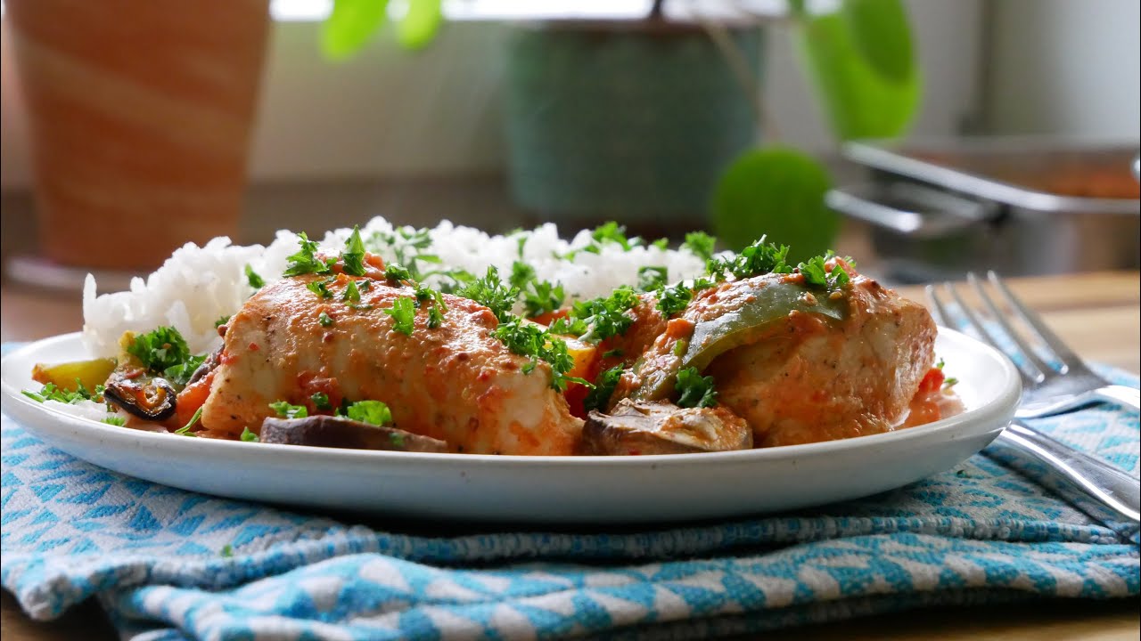 Paprika Pilz H&auml;hnchen 🐔🫑🍄 aus dem Backofen (Rezept) || Oven Baked Chicken with Peppers & Mushrooms