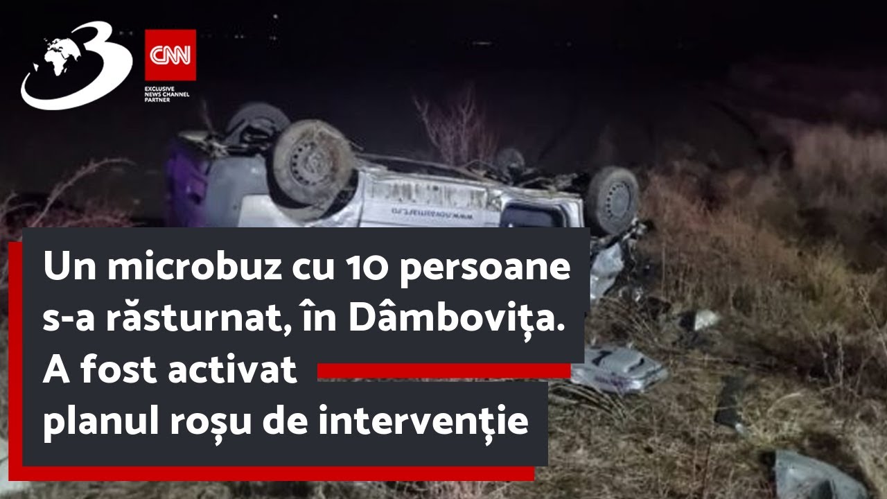 Un microbuz cu 10 persoane s-a răsturnat, în Dâmbovița. A fost activat planul roșu de intervenție