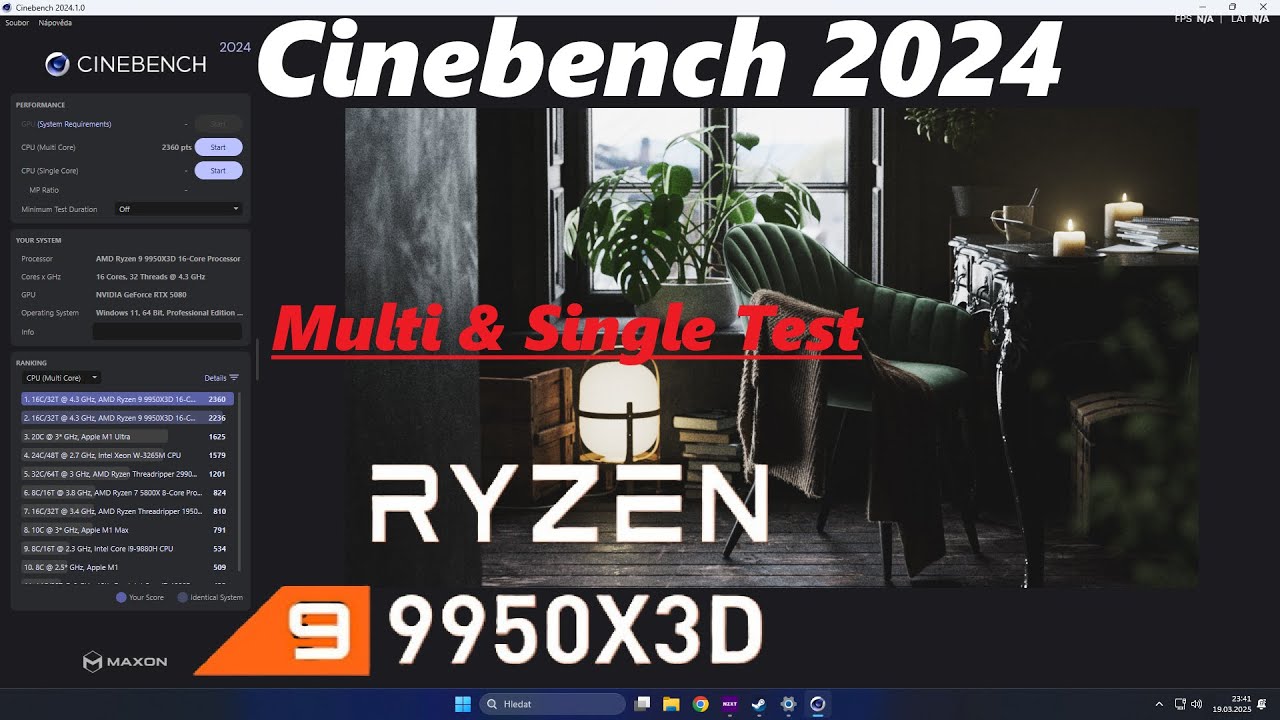 AMD Ryzen 9 9950X3D CINEBENCH 2024  (Multi&Single TEST)