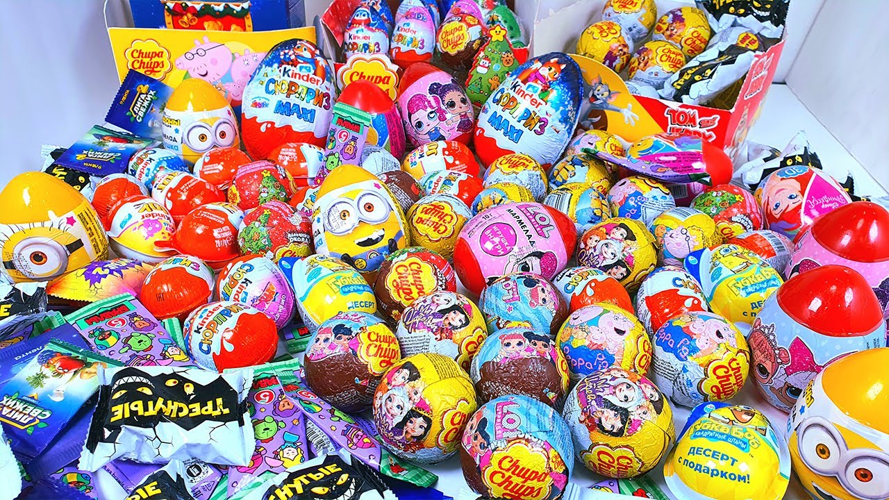 200 СЮРПРИЗОВ! МЕГА ВЫПУСК! Куклы LOL, Миньоны, Губка Боб, Дисней Kinder Surprise Eggs unboxing 2022