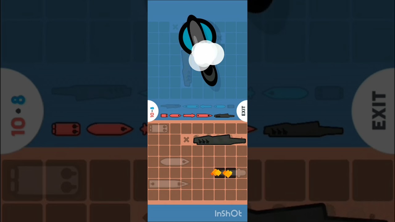 2 Player games 🎮 : playing sea ⛴️ battle with robot in difficult mode 😈 . blue : 🤖 red : 🙋