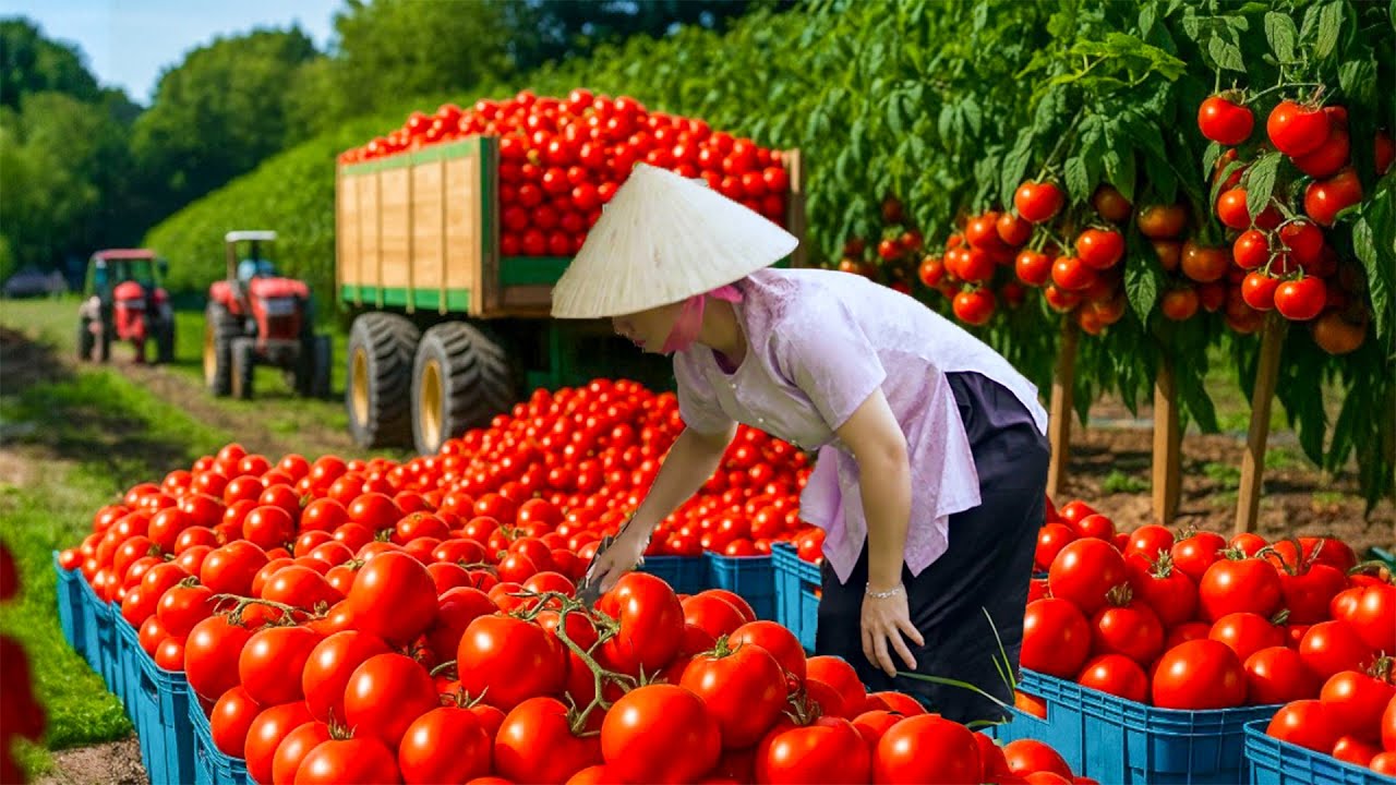 Harvesting Tomatoes in the Garden and Cook Stir-Fried Squid with Tomatoes | Country Cooking
