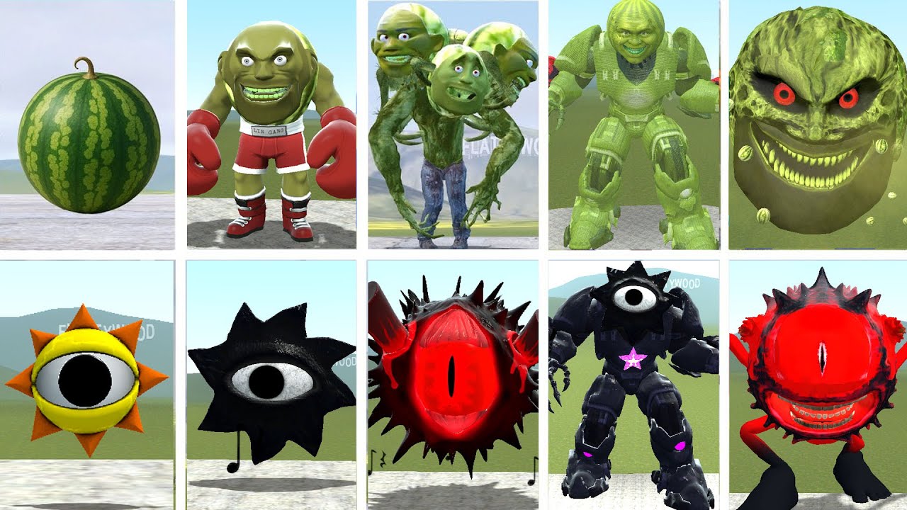 NEW LINGANG MELON VS SPUNKI BLACK SUN FINAL TRANSFORMATION FIGHT GARRY'S MOD
