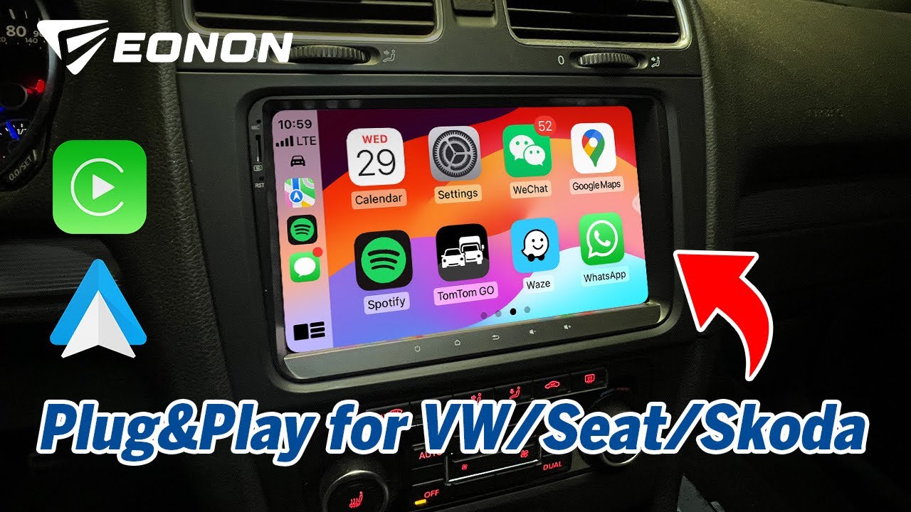 Eonon VWX6S Wireless CarPlay & Android Auto Volkswagen Golf R