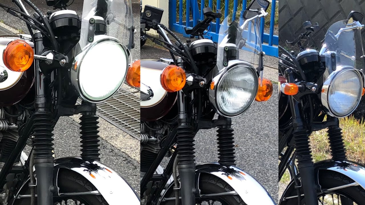 W400  ウィンカー比較、純正、イナドメW3タイプショートステー、ロングステー