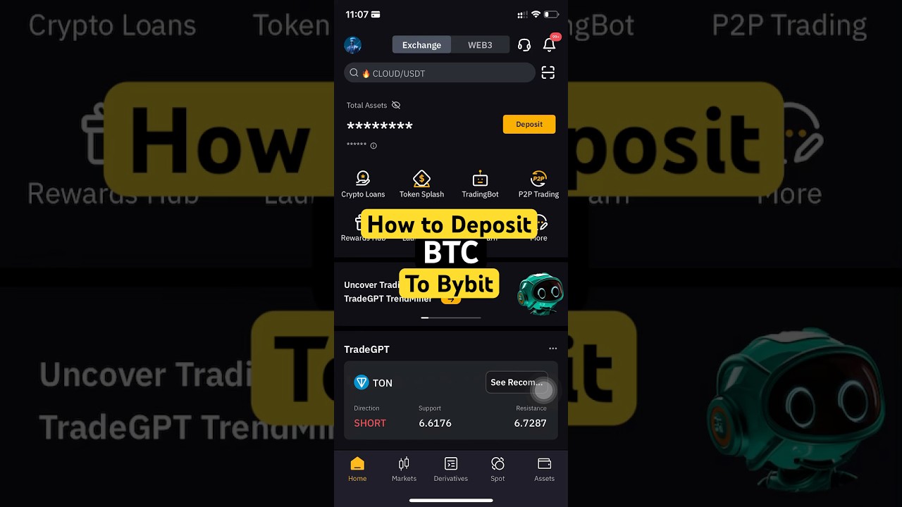 Как внести BTC Bitcoin на спотовый кошелек Bybit #btc #bybit #bitcoin
