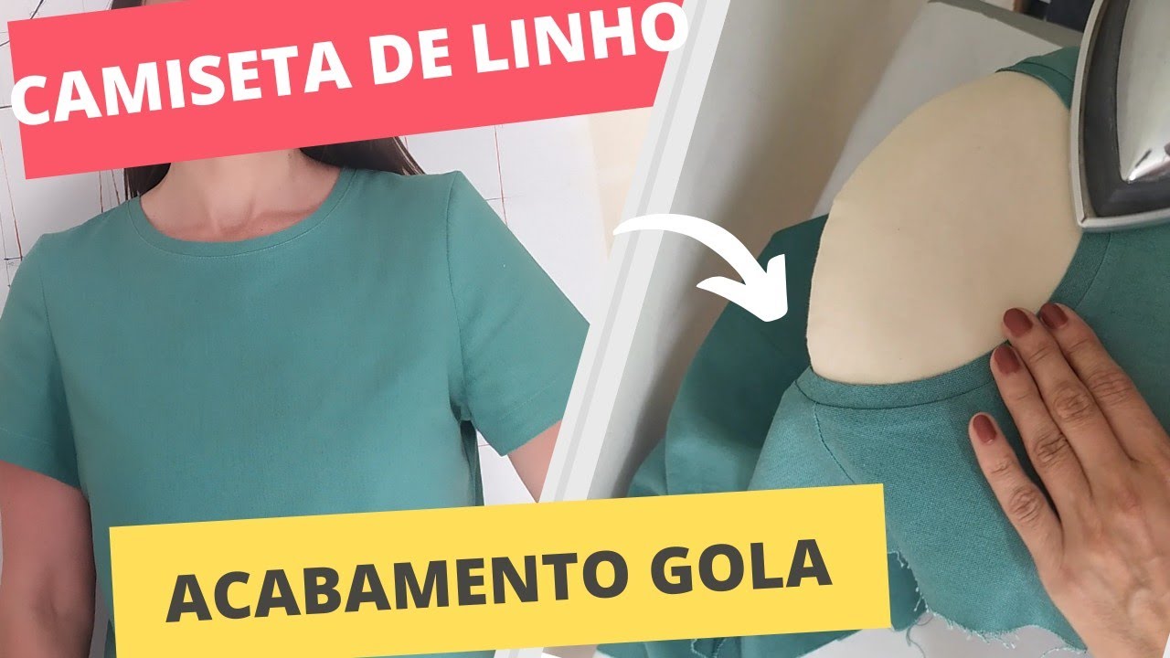 CAMISETA BÁSICA DE LINHO COMO FAZER ACABAMENTO NO DECOTE