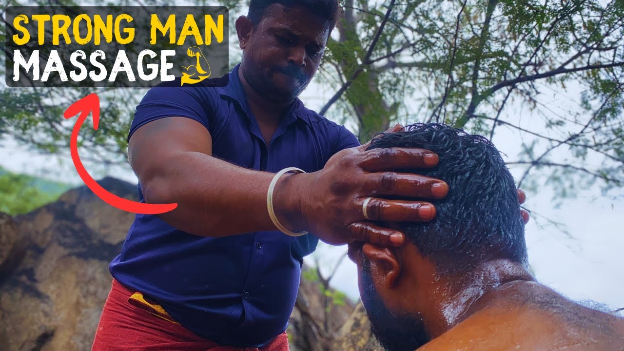 🔱Hogenakkal ASMR 👆💆&zwj;♂️Single 😤Body Massage | 🏋🏻Strong Man Massage | 🌿Outdoor  Head Massage #massage