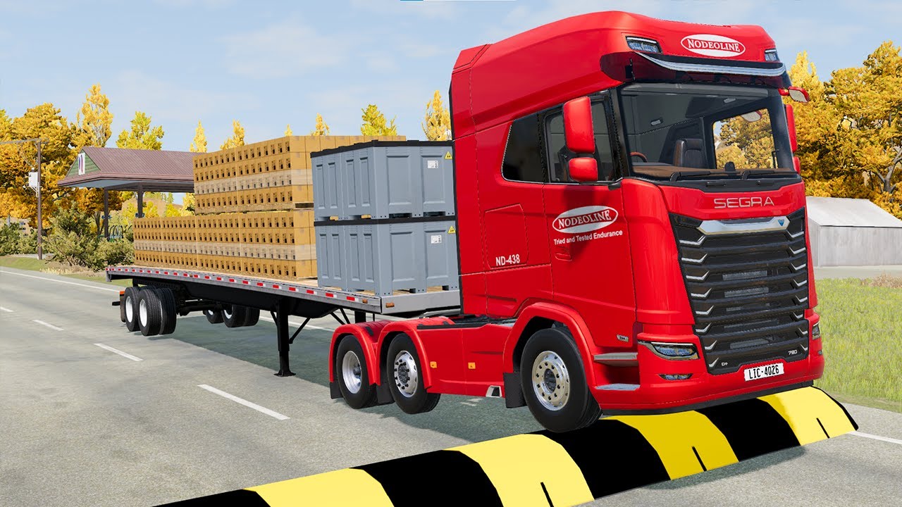 Cars, Bus, Pickups and trucks vs Speed Bumps #long #beamng #beamngdrive #trucksvs