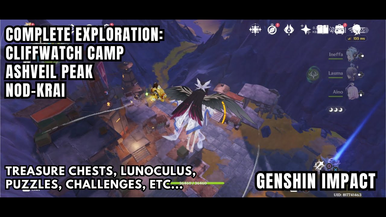 [Genshin Impact Exploration] Cliffwatch Camp - Ashveil Peak, Nod-Krai - Chests Lunoculus Puzzles