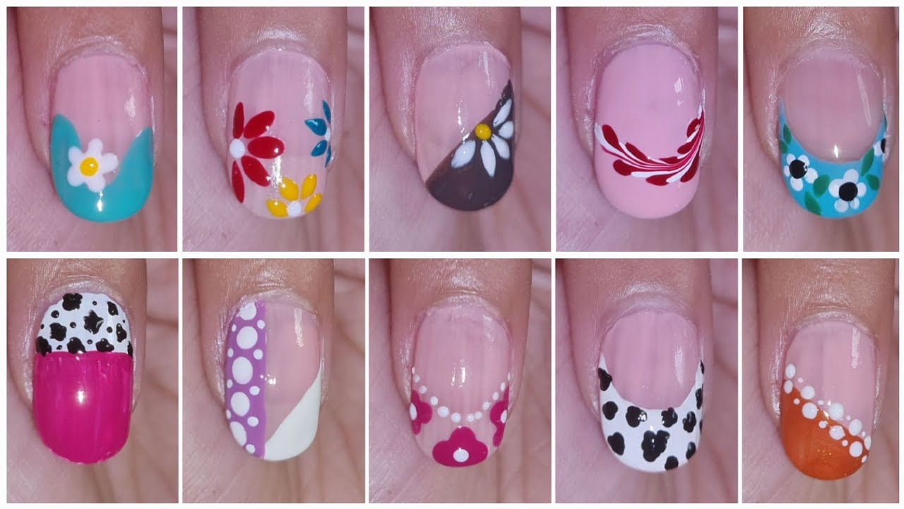 Top 10 nailart designs for beginners || Nailart without tools at home || #nailart #nails 