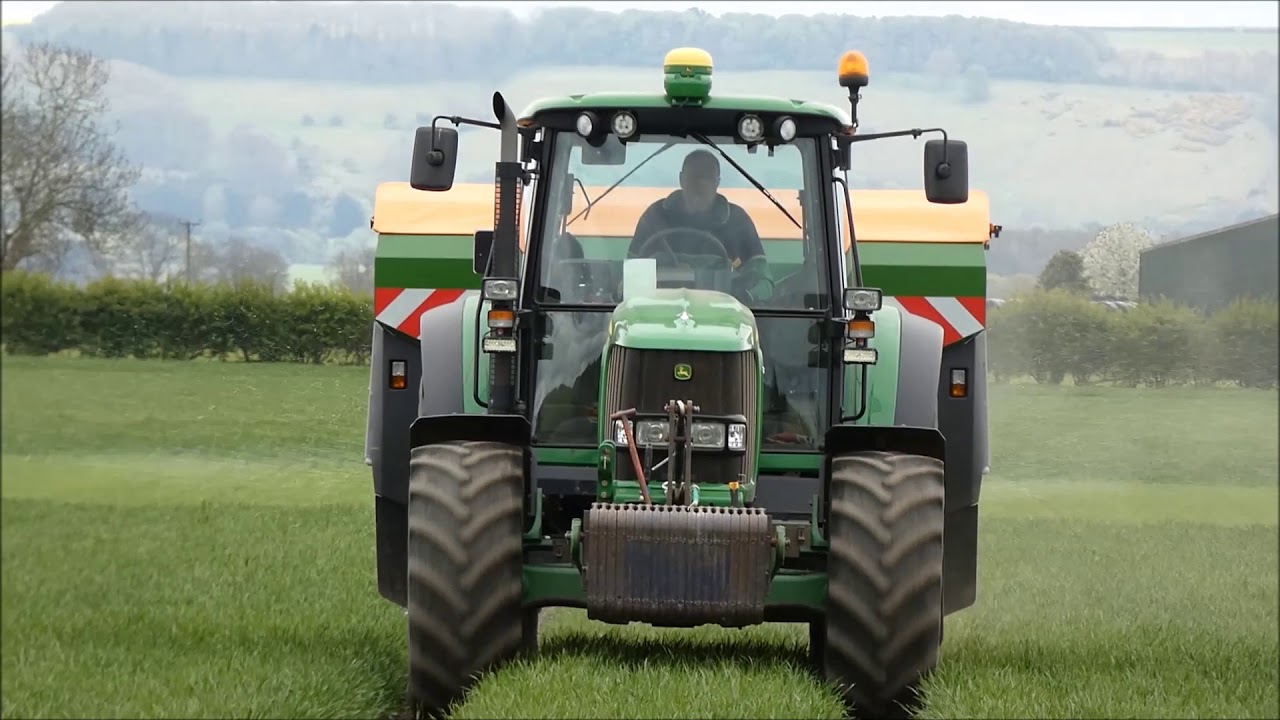 John Deere 6630 Tractor with Amazone ZA-V 3200 Fertilising
