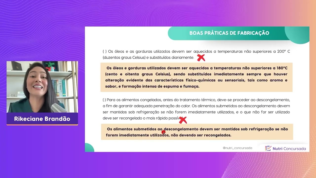 AULA DE SERVIÇOS DE ALIMENTAÇÃO: Boas práticas de fabricação - parte 2