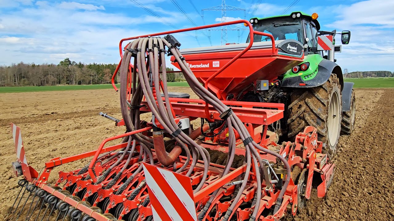 Deutz TTV 6215 Agrotron beim Kleegras säen mit Kverneland H series e-Drill Compact Sämaschine